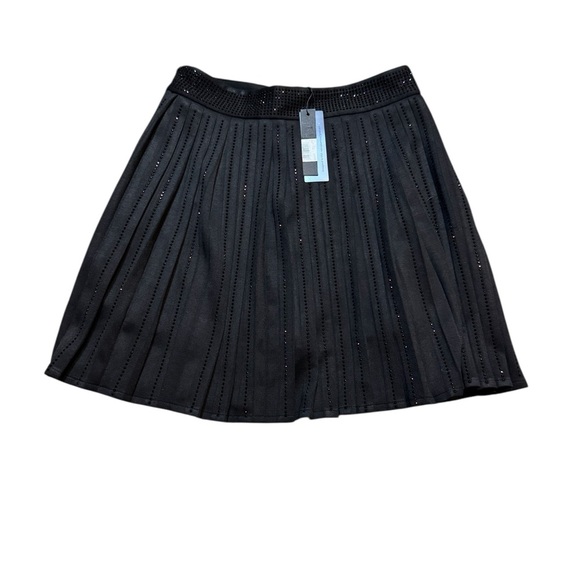 ✨ Nylon Apparel Black Rhinestone Pleated Mini Skirt Sparkle Party S NWT ✨ - Picture 1 of 5